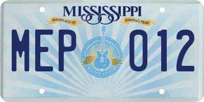 MS license plate MEP012
