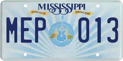 MS license plate MEP013