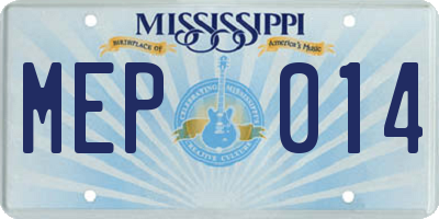 MS license plate MEP014