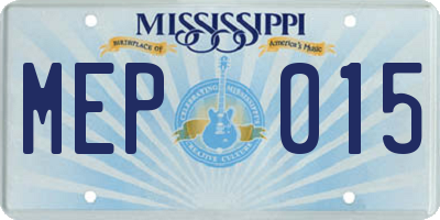 MS license plate MEP015
