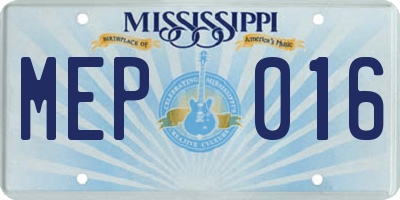 MS license plate MEP016