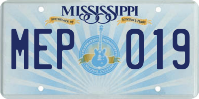 MS license plate MEP019