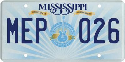 MS license plate MEP026