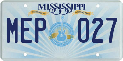 MS license plate MEP027