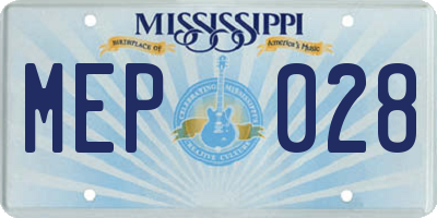 MS license plate MEP028