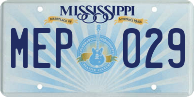 MS license plate MEP029