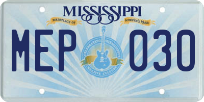 MS license plate MEP030