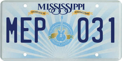 MS license plate MEP031