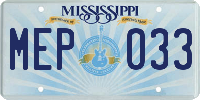 MS license plate MEP033