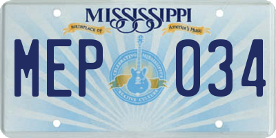 MS license plate MEP034