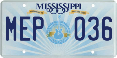 MS license plate MEP036