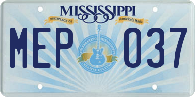 MS license plate MEP037