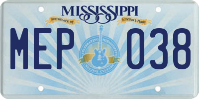 MS license plate MEP038