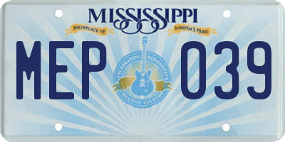 MS license plate MEP039