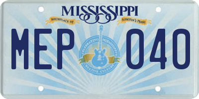 MS license plate MEP040