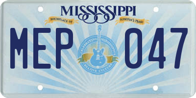 MS license plate MEP047