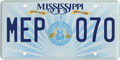 MS license plate MEP070