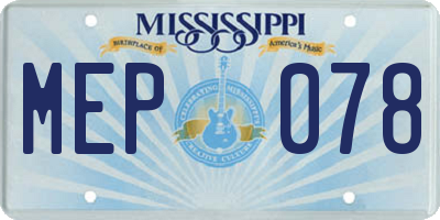 MS license plate MEP078
