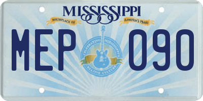 MS license plate MEP090