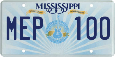 MS license plate MEP100