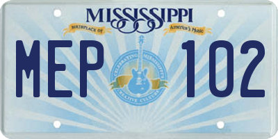 MS license plate MEP102