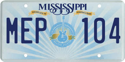 MS license plate MEP104