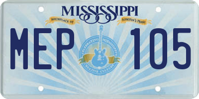 MS license plate MEP105