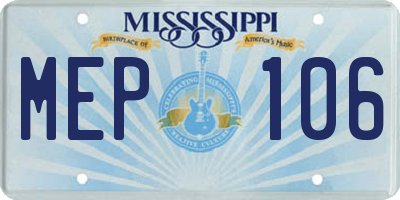 MS license plate MEP106