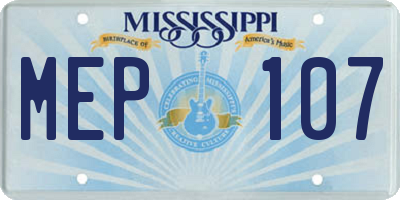 MS license plate MEP107