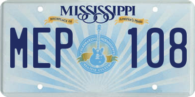 MS license plate MEP108