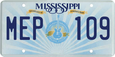 MS license plate MEP109