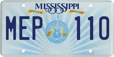 MS license plate MEP110