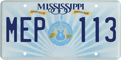 MS license plate MEP113
