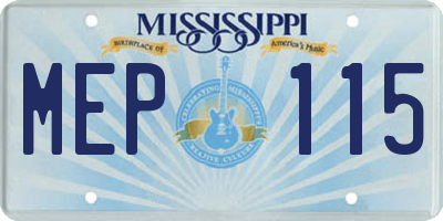 MS license plate MEP115