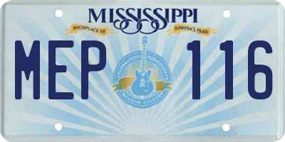 MS license plate MEP116