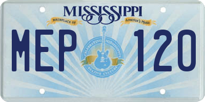 MS license plate MEP120