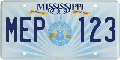 MS license plate MEP123