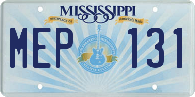 MS license plate MEP131