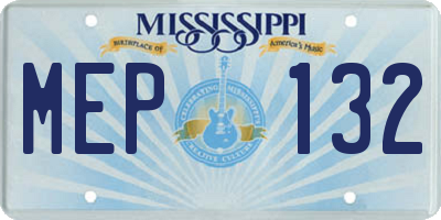 MS license plate MEP132