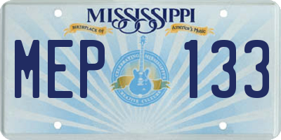 MS license plate MEP133