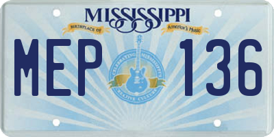 MS license plate MEP136