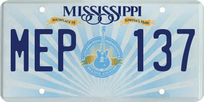 MS license plate MEP137