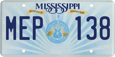 MS license plate MEP138