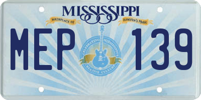 MS license plate MEP139