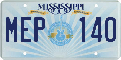 MS license plate MEP140