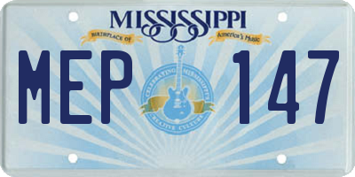 MS license plate MEP147