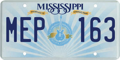 MS license plate MEP163