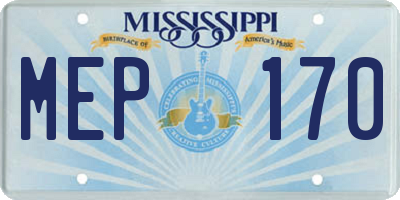MS license plate MEP170