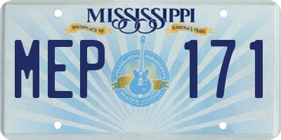 MS license plate MEP171