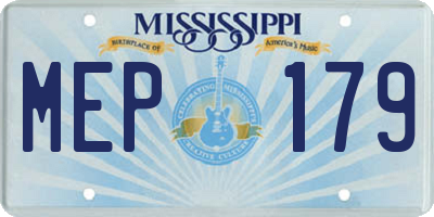 MS license plate MEP179